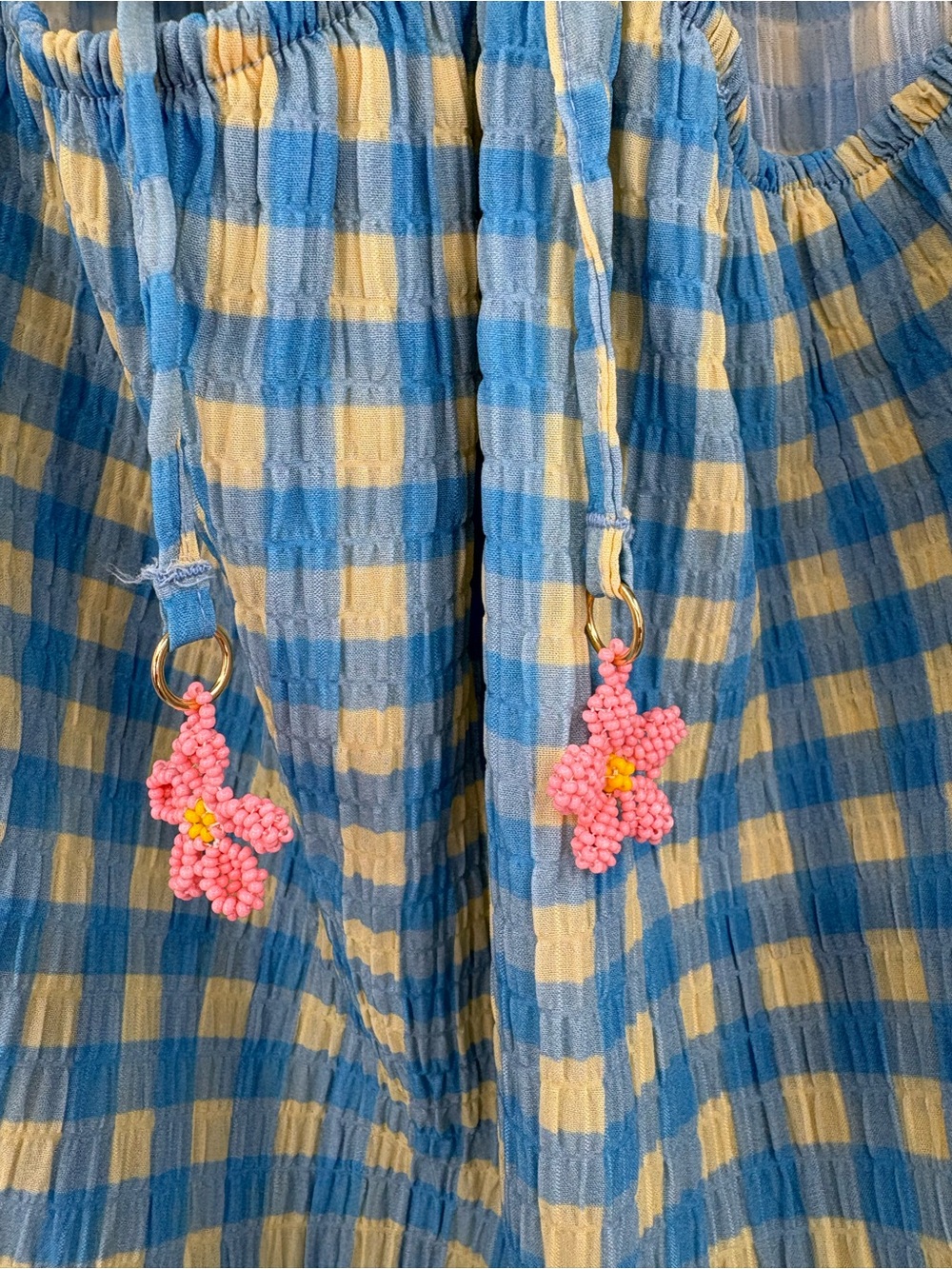 Maaji x Anthropologie Odaline Gingham Cutout Mini Dress M Blue Yellow - Picture 8 of 14